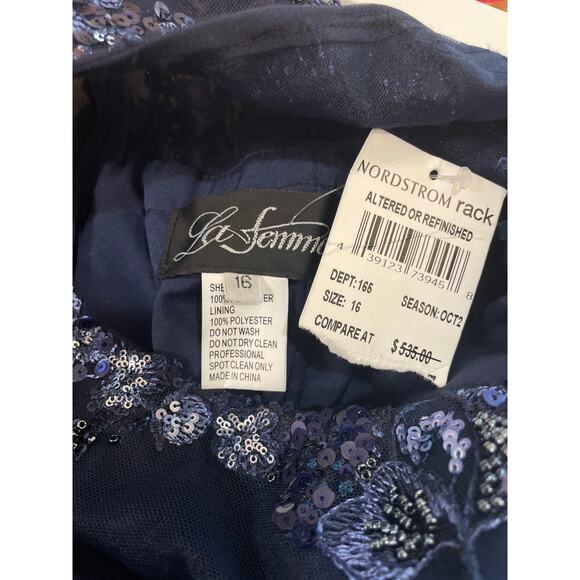 La Femme Short Beaded Lace Dress Illusion Top & Sleeves Plus Size 16 NWT Altered - Picture 14 of 14